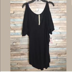 Free People Beach black cover up cold shoulder top